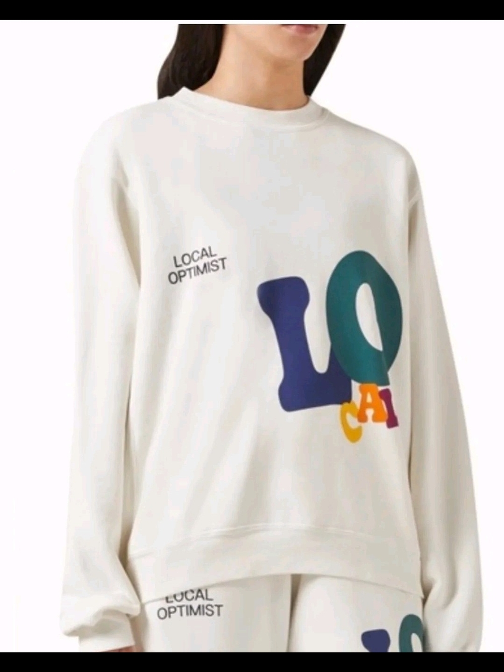 Madhappy Cream "Local Optimist" Graphic Crewneck with Multicolor Print